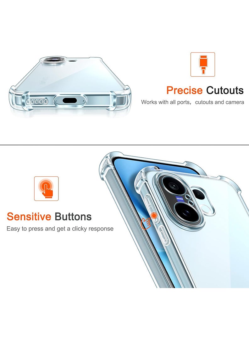 Case Up Clear Case for Vivo X200 FE Shock-Absorption TPU Cell Phone Cover with Reinforced Corners, Soft Flexible & Crystal Clear Protective Bumper Case - Image 4