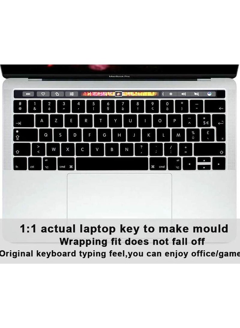 AMM Ultra Thin French Premium Silicone Keyboard Protector Cover Skin for Apple MacBook Pro with Touch Bar 13" 15" Model A1706/A1707/A1989/A1990/A2159 Release 2016 2017 2018 2019 US Layout Black - Image 4
