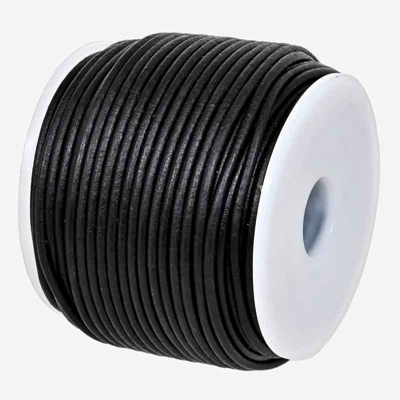 GENIQUE RealGenuine Round Leather String Cord for Necklace Bracelets Jewellery Braiding 15mm Black Distressed