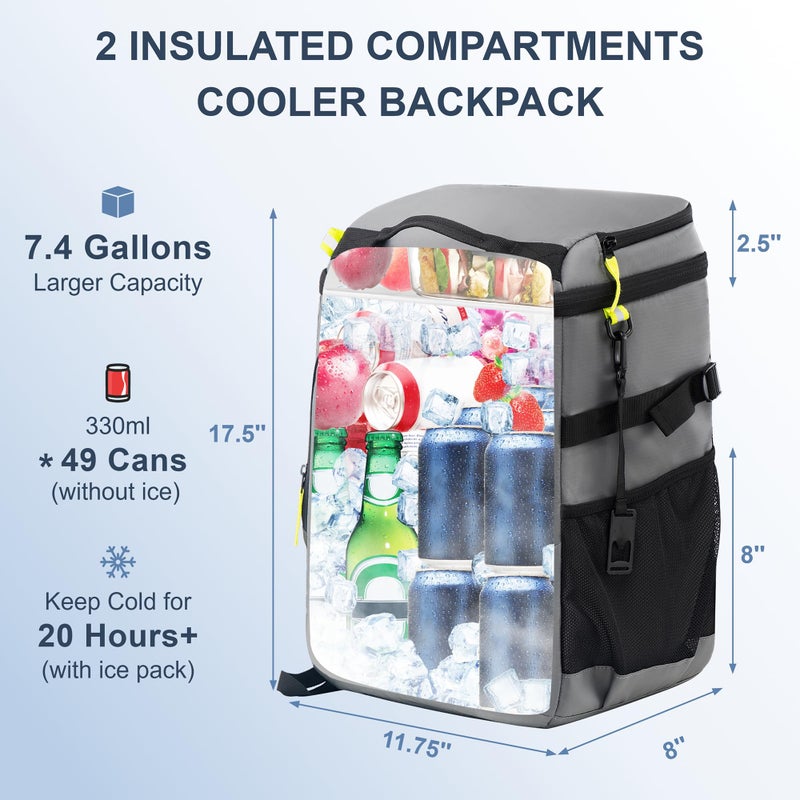 SPARTER Backpack Cooler Insulated Leak Proof 49 Cans, 2 Insulated Compartments Thermal Bag, Portable Lightweight Beach Travel Camping Lunch Backpack for Men and Women - Image 2