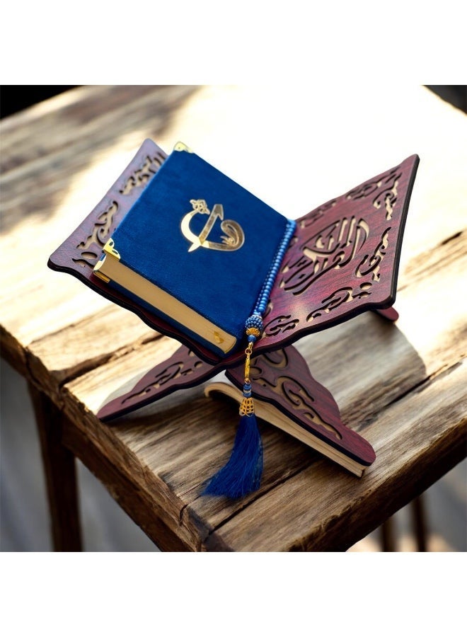 أولودينيز  مجموعة هدايا فاخرة – مصحف المدينة الشريف متوسط الحجم بغطاء مخملي مع مسبحة أنيقة - Image 4