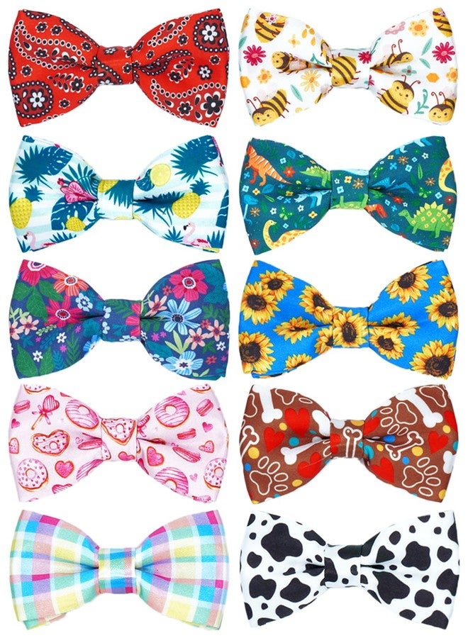 PET SHOW 10 Pack Big Dog Bow Ties for Large Medium Dogs Sliding Collar Attachments Daily Bowties Multiple Styles Cute Summer Bowknots Wedding Party Holiday Pet Grooming Accessories(Large) - Image 1