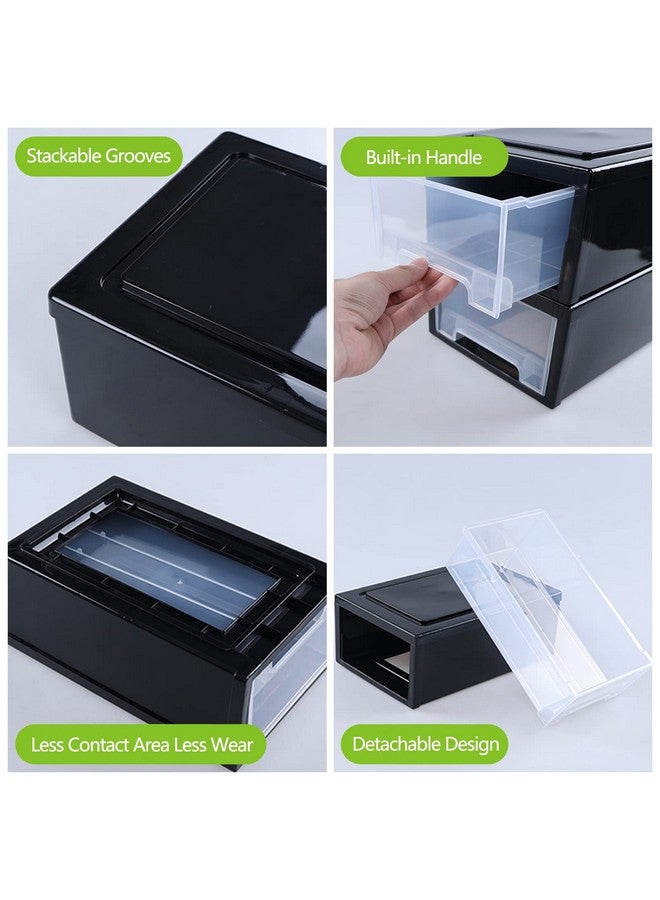 Saedy 3 Pack Stackable Drawer Unit, 6.5 Quart Plastic Desktop Storage Drawer Box, F - Image 3
