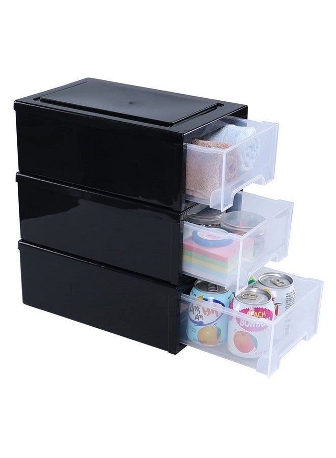 Saedy 3 Pack Stackable Drawer Unit, 6.5 Quart Plastic Desktop Storage Drawer Box, F - Image 1