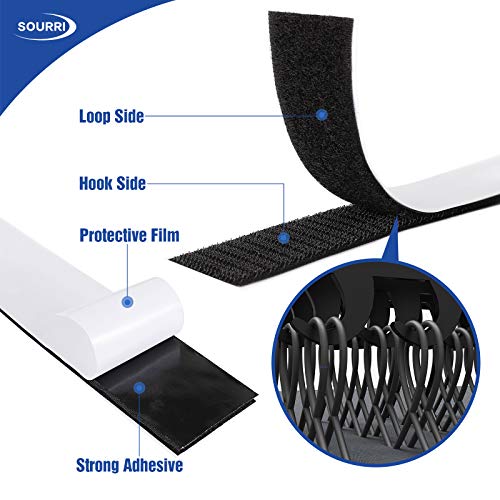 SOURRI 2 Inch x 26 Feet Hook and Loop Tape Sticky Back Fastener Roll, Nylon Self Adhesive Heavy Duty Strips Fastener for Home Office School Car and Crafting Organization - Image 4