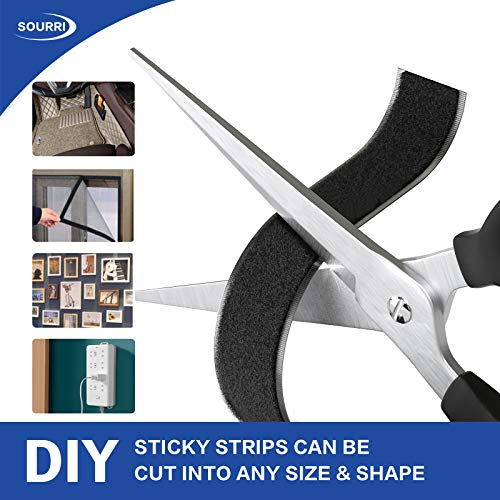 SOURRI 2 Inch x 26 Feet Hook and Loop Tape Sticky Back Fastener Roll, Nylon Self Adhesive Heavy Duty Strips Fastener for Home Office School Car and Crafting Organization - Image 2