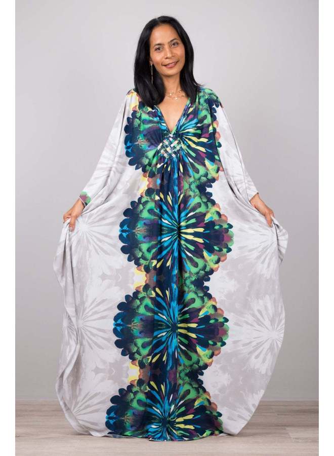 Loquat European And American Plus Long Loose Plus Size Beach Skirt Bikini Outer Wear Swimsuit Blouse Wrap Skirt Veil Sun Protection Clothing-Color:78693-21 Fireworks-  - Image 1