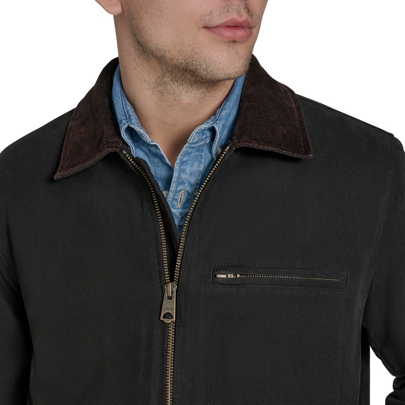 Levi's Men's Cotton Depot Jacket with Corduroy Collar, Black, Small - Image 2