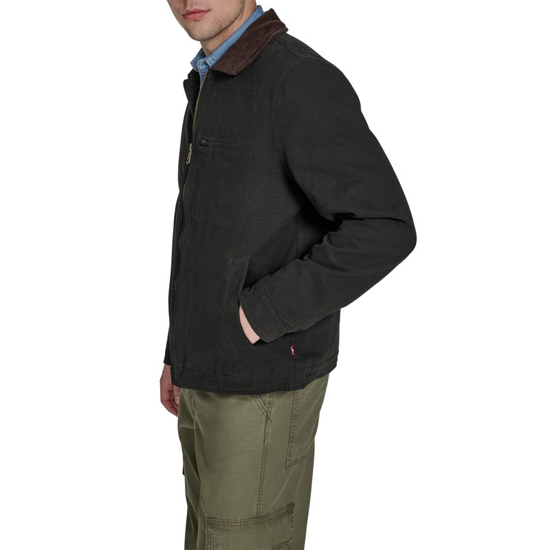 Levi's Men's Cotton Depot Jacket with Corduroy Collar, Black, Small - Image 3