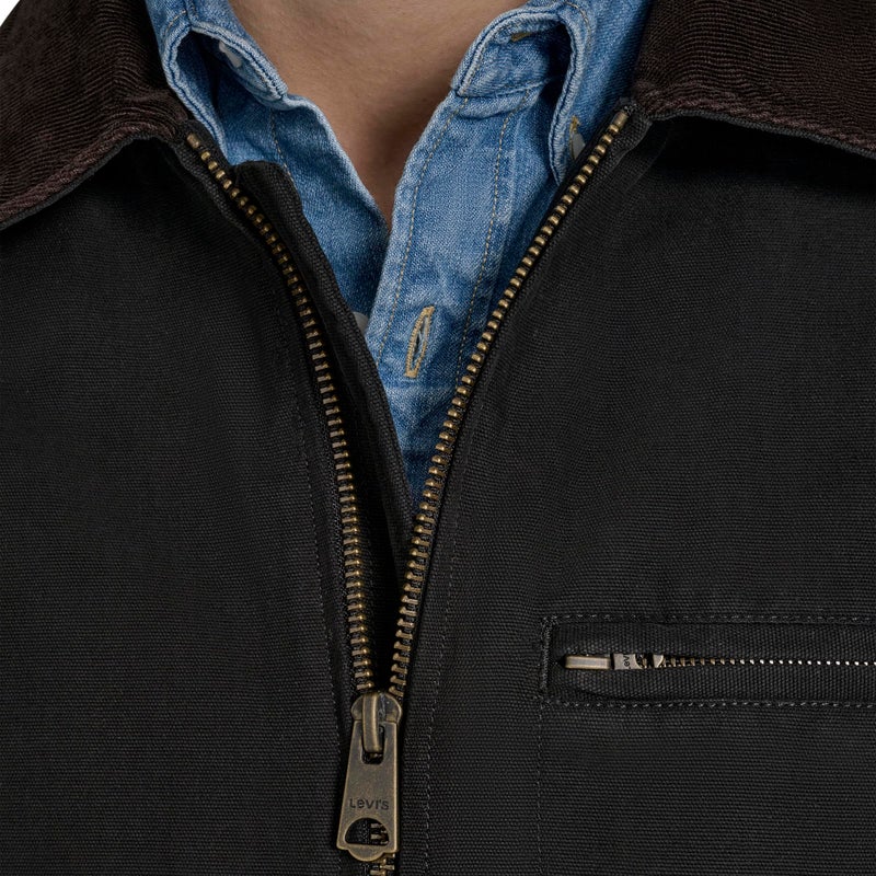 Levi's Men's Cotton Depot Jacket with Corduroy Collar, Black, Small - Image 4