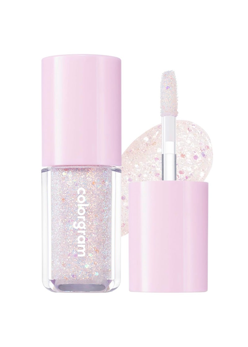 COLORGRAM Milk Bling Shadow 01 Double Star | Pigmented Glistening Liquid Glitter Eyeshadow, Long-lasting Shimmer to Matte, Infused with different sized Glittery Pearls - Image 1