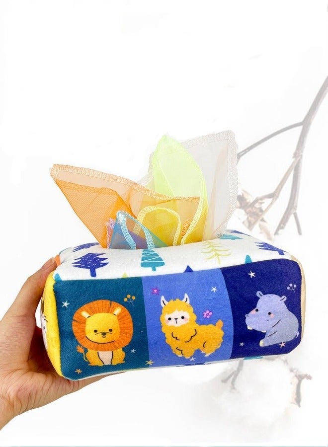 MIXDE Baby Early Education Tissue Box Toy and Soft Stuffed High Contrast Crinkle Sensory Game - Image 3