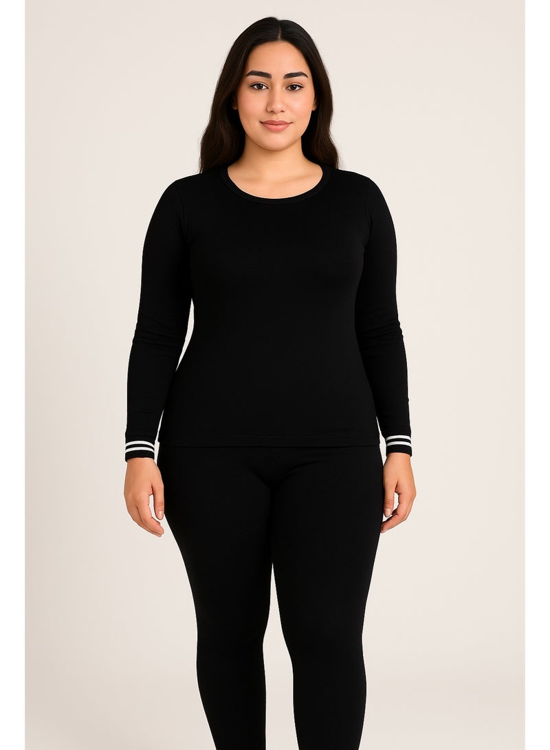 Unisex Thermal Underwear Set, Long Sleeve Top and Bottom, Winter Base Layer Sleepwear - Image 2