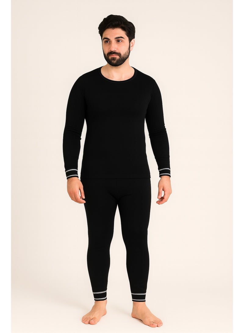 Unisex Thermal Underwear Set, Long Sleeve Top and Bottom, Winter Base Layer Sleepwear - Image 1