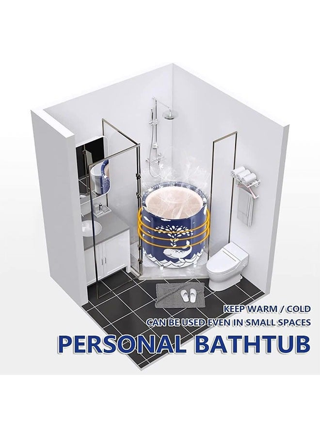 Portable Foldable Bathtub for Adults Japanese Immersion Bathtub with Hot Foam Independent Bathtub Folding Spa with Free Pillow (Blue) - Image 3