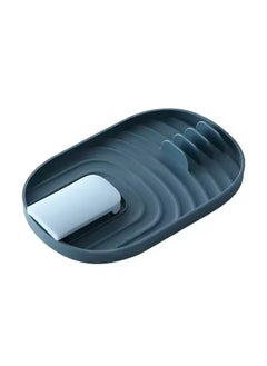 BLUE CORAL Kitchen Spoon Holder Pot Lid Rack Fork Spatula Rack Shelf Plastic Spoon Rest Chopsticks Holder Kitchen Organizer (1-Pack Blue)  - Image 2