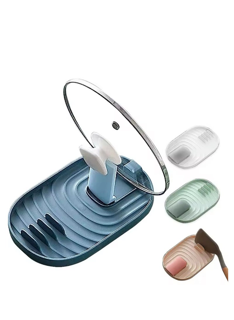 BLUE CORAL Kitchen Spoon Holder Pot Lid Rack Fork Spatula Rack Shelf Plastic Spoon Rest Chopsticks Holder Kitchen Organizer (1-Pack Blue)  - Image 4