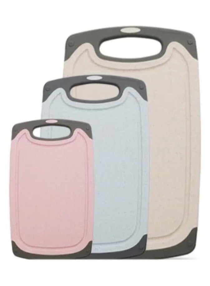 TEGRILO 3 PCS Chopping Board Set, BPA Free Multi Coloured Cutting Boards with Different Sizes and Non-Slip Handles, Deep Drip Juice Groove, Easy to Clean, Unique Gift for Cooks (multicolor) - Image 1