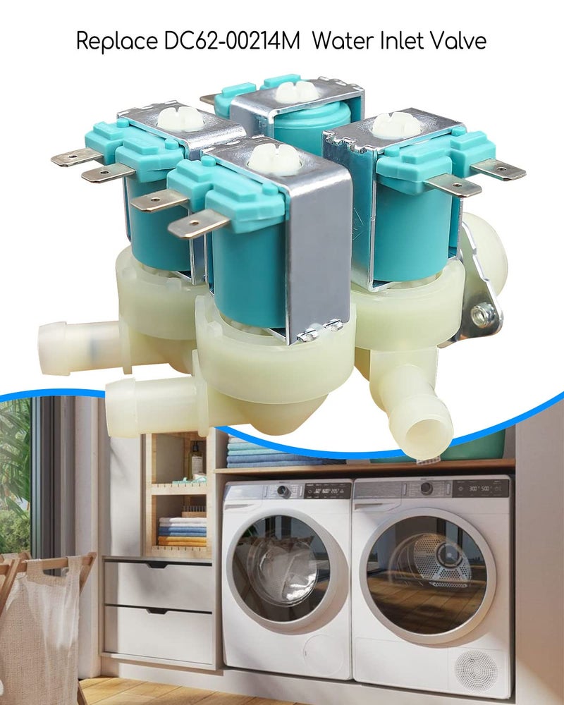 QAGGUM Cold Water Inlet Valve Fit for Samsung Washing Machine Replace DC62-00214M 2979589 AP5623062 PD00005798 PS4208704 EAP4208704, Washer Water Inlet Solenoid Valve - Image 2