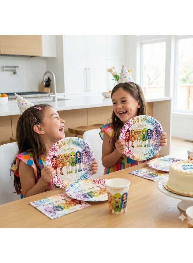 Ciao Rainbow High Compostable Paper Plates 18 cm – Pack of 8 Eco-Friendly Party Plates for Kids Birthdays - Image 3