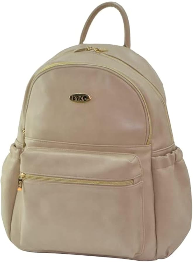 Kiko Leather Mommy Diaper Bag Beige