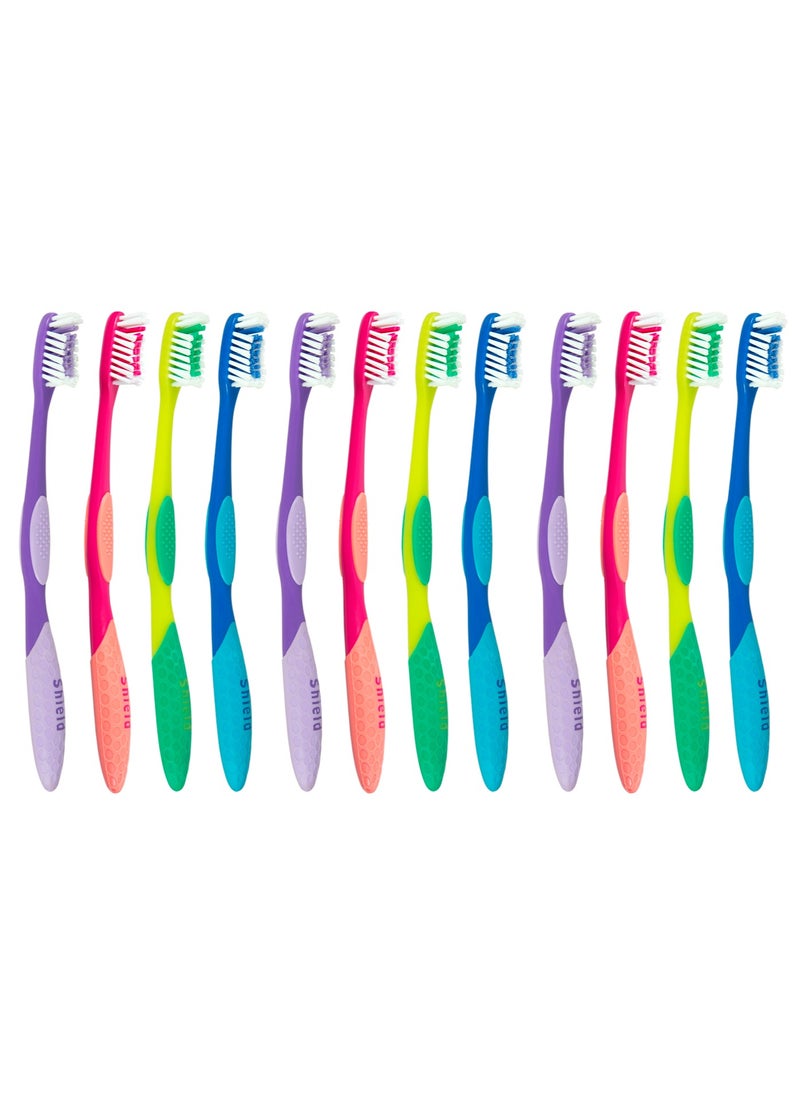 Shield Care Shield Care Pro-Clean Toothbrush with Small Head for Better Reach (Family Care - Soft Bristles) Individually Wrapped - 4 Colors - 12 Count (Pack of 1)  - Image 1