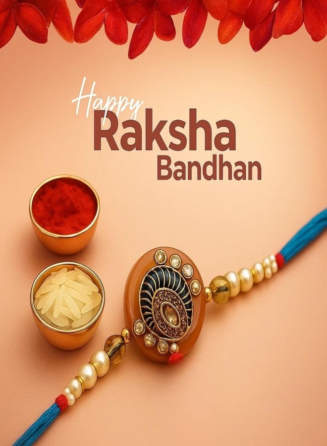 Sage Square Resin Rakhi for Bhai, Brother on Raksha Bandhan | Handmade Designer Resin Art, Thread, Beads & Emotional Bond | Rakhi Gift with Roli Chawal | Traditional Design | Festival Celebration (Type 4) - Image 2