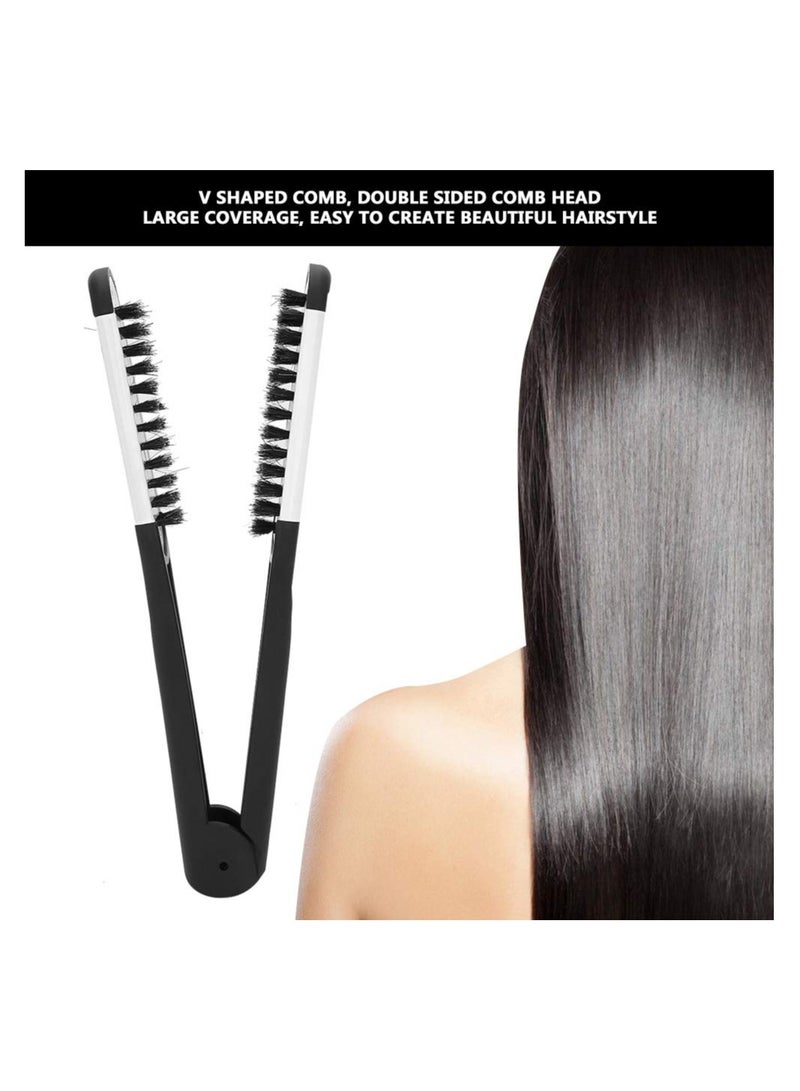 Zikra Hair Straightener Brush Hair Straightening Comb Double Sided Brush Clamp Straightener Anti-static Dual-Brush Comb Professional V Shaped Clamp Styling Comb Hairdressing Tool for Home and Travel - Image 2