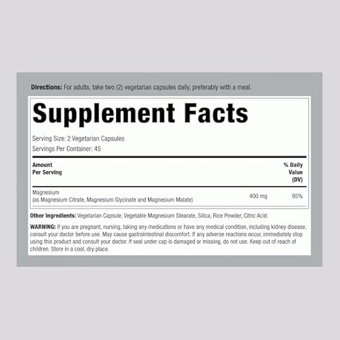 Lindberg Triple Magnesium Complex 400 mg | 90 Capsules | as Magnesium Oxide, Citrate, and Aspartate | Supplement for Women and Men | Non-GMO, Gluten Free - Image 2