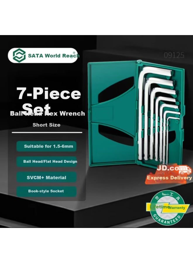 Sata Long Ball Head Metric Hex Wrench Set L-shaped Wrench Set 7pcs 09125 - Image 1