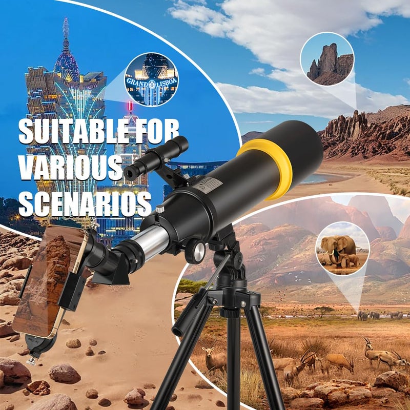 EACONN Telescope for Adults, 90mm Aperture, 600mm Refractor Telescope for Kids and Beginners, Telescopes for Adults, Astronomy with Handbag and Phone Adapter - Image 4