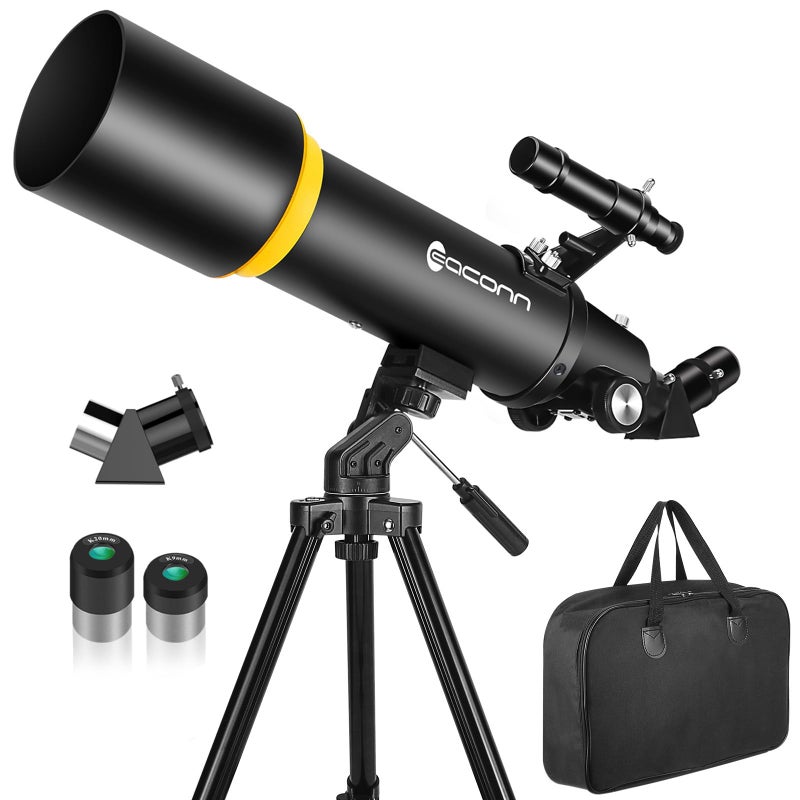 EACONN Telescope for Adults, 90mm Aperture, 600mm Refractor Telescope for Kids and Beginners, Telescopes for Adults, Astronomy with Handbag and Phone Adapter - Image 1