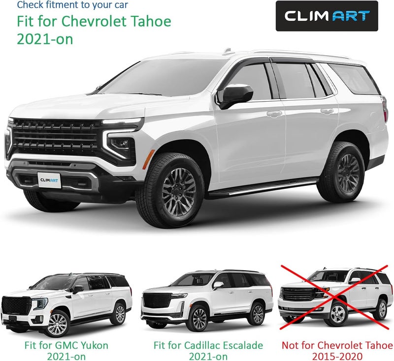 CLIM ART Durable Rain Guards for Chevrolet Tahoe 2021-2023 & Cadillac Escalade 2021-2023 - 4pcs Window Deflectors - Image 5