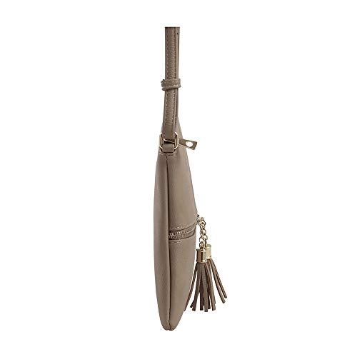 SG SUGU Lightweight Medium Crossbody Bag Shoulder Bag with Tassel and Zipper Pocket (Taupe) - Image 4