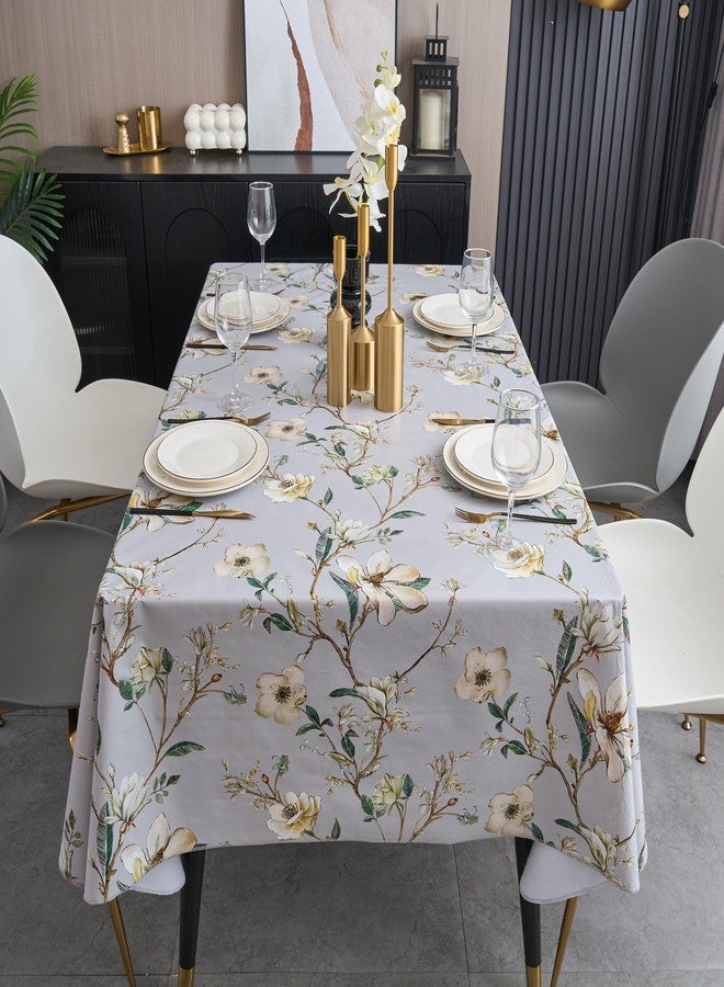 Pioggia مفرش طاولة من الفينيل مع بطانة من الفلانيل، مستطيل الشكل، مقاوم للماء والزيوت، غطاء طاولة بلاستيكي مقاوم للبقع وقابل للمسح للاستخدام الداخلي والخارجي (نمط A، 60 × 84 بوصة) - Image 2