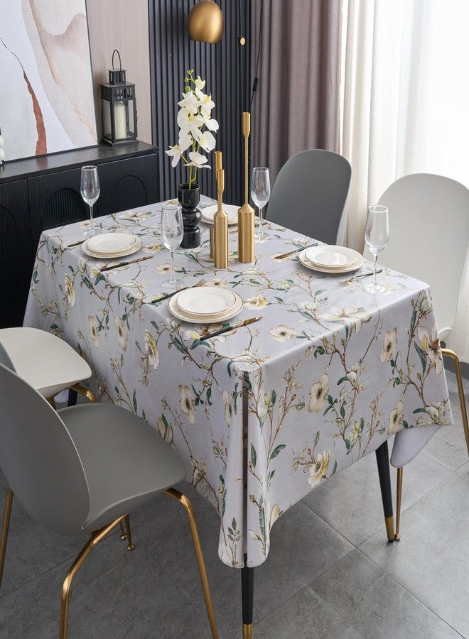 Pioggia مفرش طاولة من الفينيل مع بطانة من الفلانيل، مستطيل الشكل، مقاوم للماء والزيوت، غطاء طاولة بلاستيكي مقاوم للبقع وقابل للمسح للاستخدام الداخلي والخارجي (نمط A، 60 × 84 بوصة) - Image 3