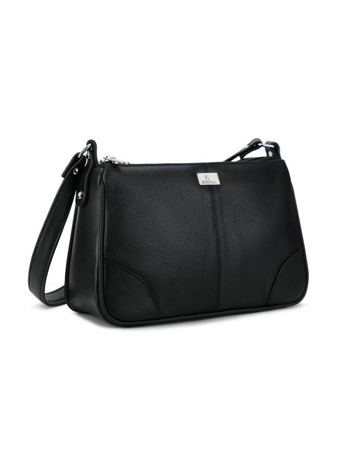 K London حقيبة كتف جلدية حقيقية من K لندن | حقيبة للهاتف المحمول | حقيبة صغيرة للنساء والفتيات | حقيبة كتف (أسود) (2203_أسود) - Image 2