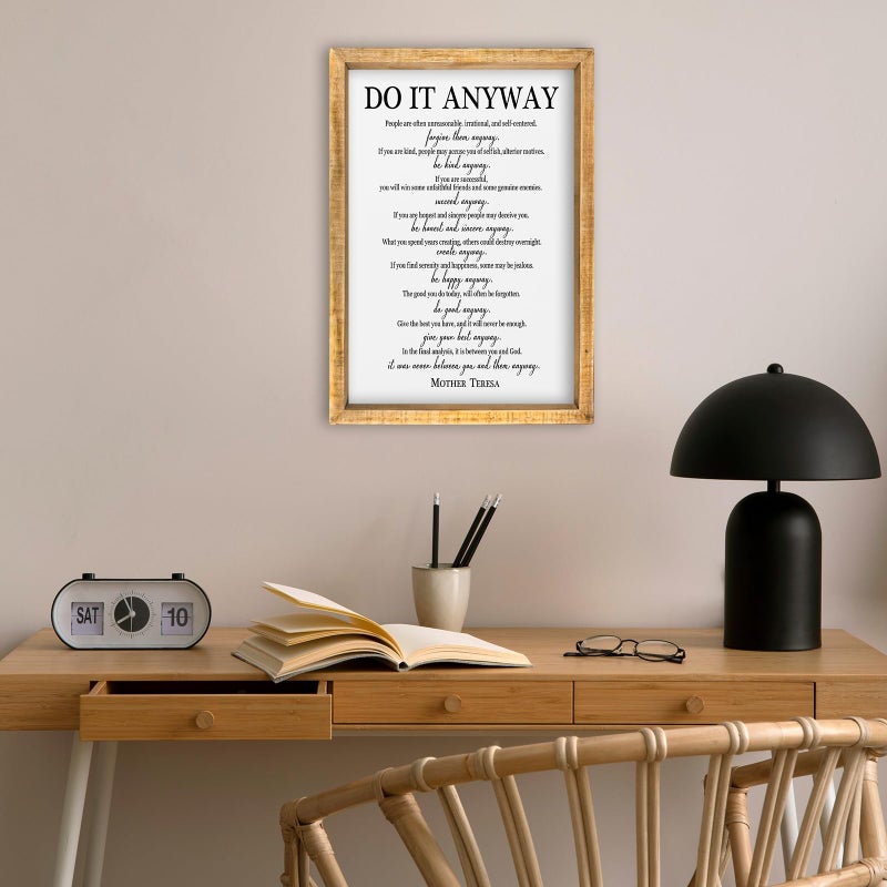 comurdyo Do It Anyway Wall Decor 16"x11" Mother Theresa Quotes Inspirational Sign Bible Verse Christian Motivational Modern Bedroom Vintage Wood Framed Farmhouse Wall Hanging Art (Wood) - Image 4
