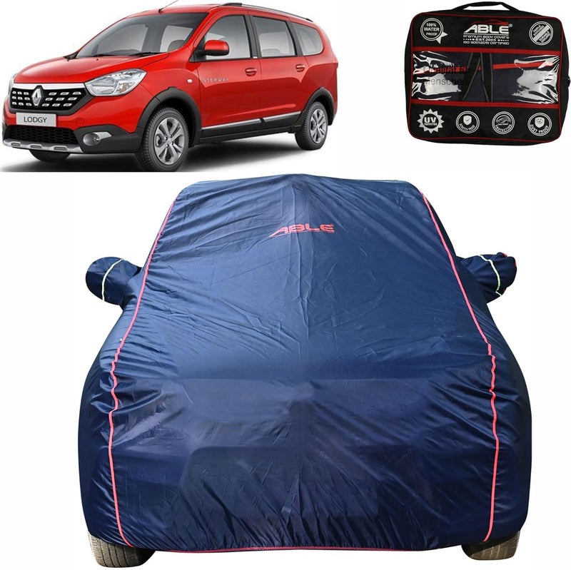 Able Parashuit Blue WR Series Car Body Cover with Mirror Pockets and Driver Door Zipper Compatible for Renault LODGY (2015 to 2020 Model) - Image 1