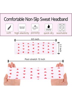 Leeven Leeven Women's Headbands for Short Hair Non Slip Elastic Floral Hairbands Soft Fabric Stripe Head Bands for Girls Heart Headbands 