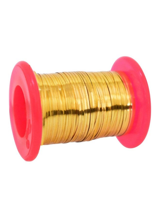 Embroiderymaterial Metallic Strip Mukaish Metal Thread for Craft and Embroidery 1 Roll (Gold, 1MM, 100 Mtrs) - Image 1