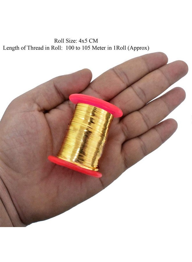 Embroiderymaterial Metallic Strip Mukaish Metal Thread for Craft and Embroidery 1 Roll (Gold, 1MM, 100 Mtrs) - Image 3