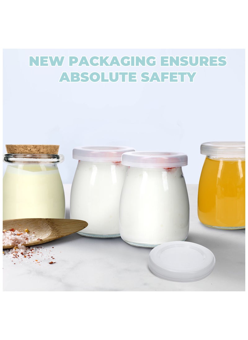 SKYLINE 12Pack 4oz Small Glass Jars with Cork & PE Lids – Yogurt Containers, Pudding, Jam, Candy, Cake Jars, Empty with Tags & Twine for DIY & Gifts  - Image 4