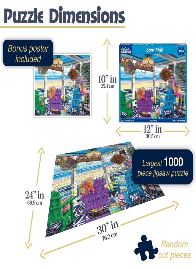 White Mountain 1000 Piece Jigsaw Puzzle Scenic Summer Beach Puzzles with Large Pieces Gift for Adults and Family 24"x30" - Low Tide - Image 3