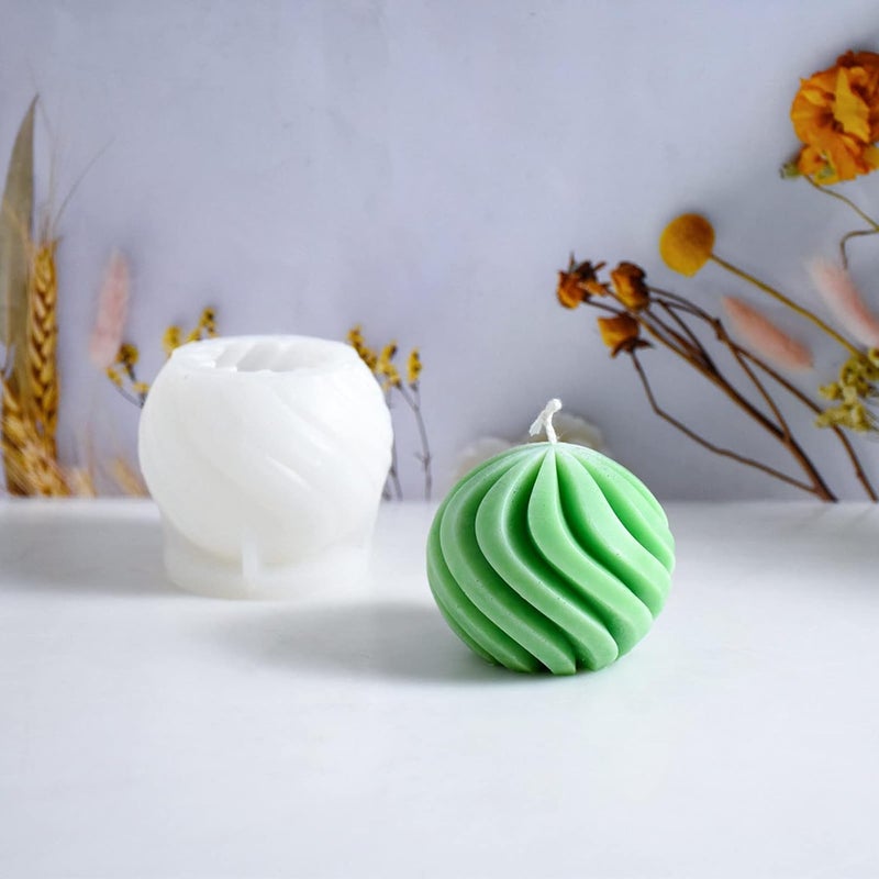 FirstTry Spinning Ball Candle Mold I 3D Geometric Sphere Spiral Round Silicone Epoxy Mould I for DIY Handmade Ornament, Cake Décor, Aromatherapy, Soap, Resin Art Craft Making, Home Party Decoration - Image 3
