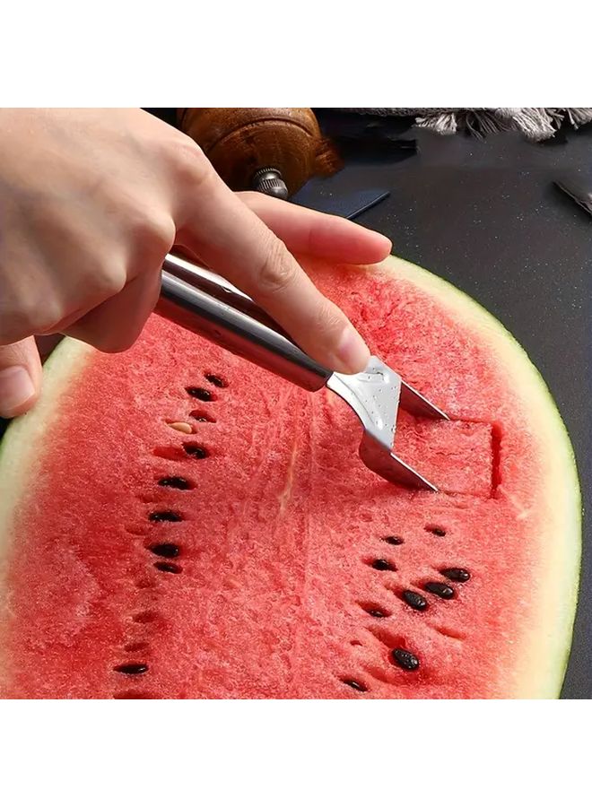 2 in 1 Stainless Steel Watermelon Slicer and Fork Dual Purpose Fruit Cutter for Kitchen - Image 2