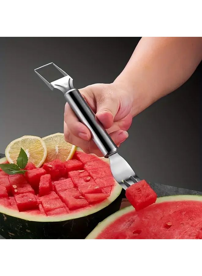 2 in 1 Stainless Steel Watermelon Slicer and Fork Dual Purpose Fruit Cutter for Kitchen - Image 1
