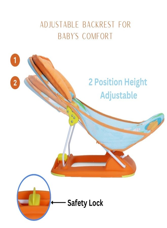 Infanto Baby Bather – Adjustable, Non-Slip & Foldable Bath Seat Chair for Newborns (0-12 Months) (Orange) - Image 5