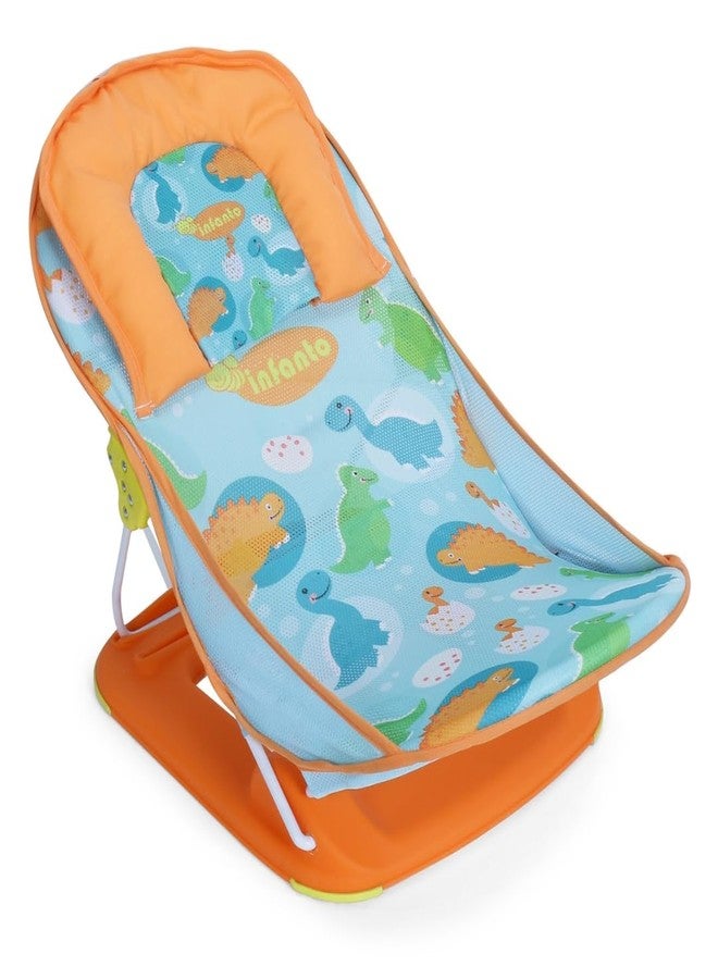 Infanto Baby Bather – Adjustable, Non-Slip & Foldable Bath Seat Chair for Newborns (0-12 Months) (Orange) - Image 1