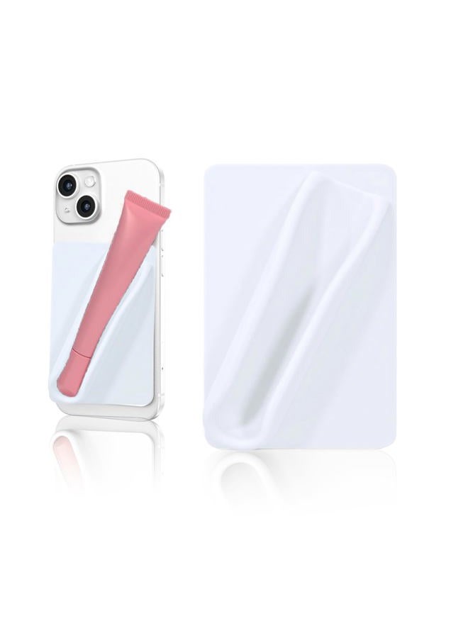 Rookii Lipstick Holder Phone Case,Silicone Holder with Lipgloss Holder for Phone Case with Lipgloss Holder, Adhesive Lip Gloss Balm Phone Card Holder for iPhone and Android, white, Fashion - Image 1